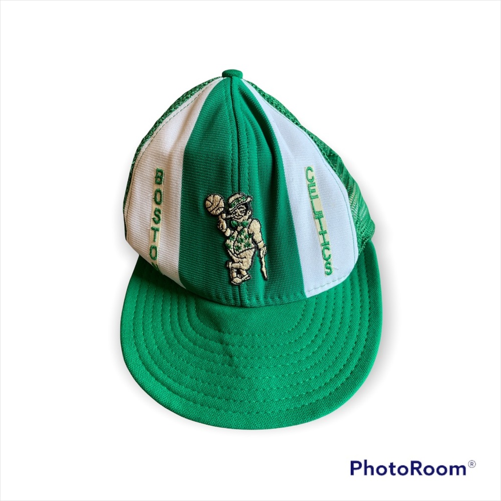Vintage 1980s NBA Boston Celtics Green Mesh Snapback Trucker Hat